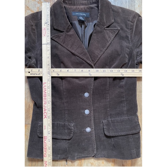 Calvin Klein Jeans Brown Corduroy Velvet Blazer Jacket - sz Small - Picture 10 of 10